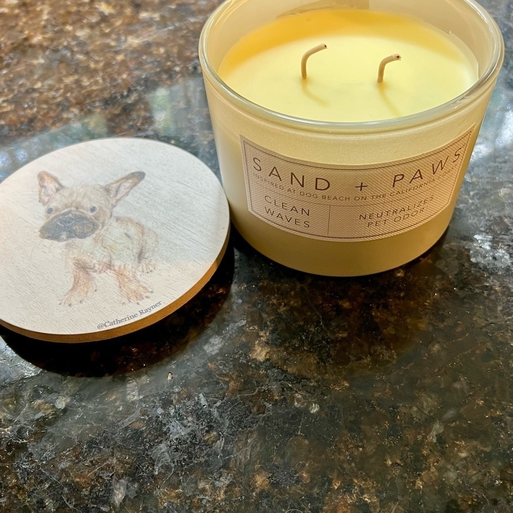 Sand + Paws Clean Waves Candle 12 oz – French Bulldog Lid frenchie dog – New​​ - Picture 3 of 7